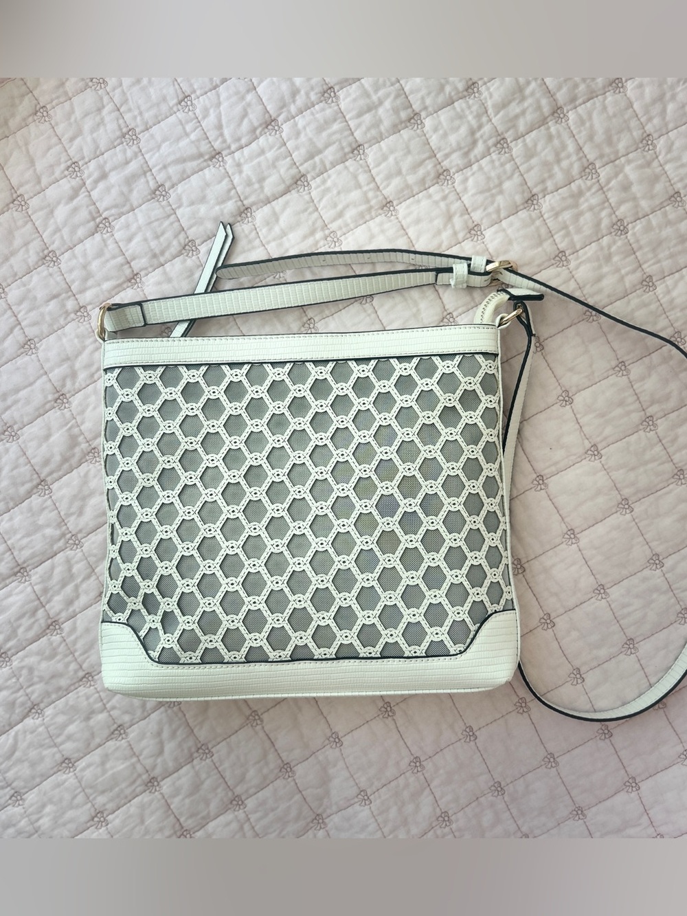 Melanie Lynn White Crossbody Bag with Adjustable Strap